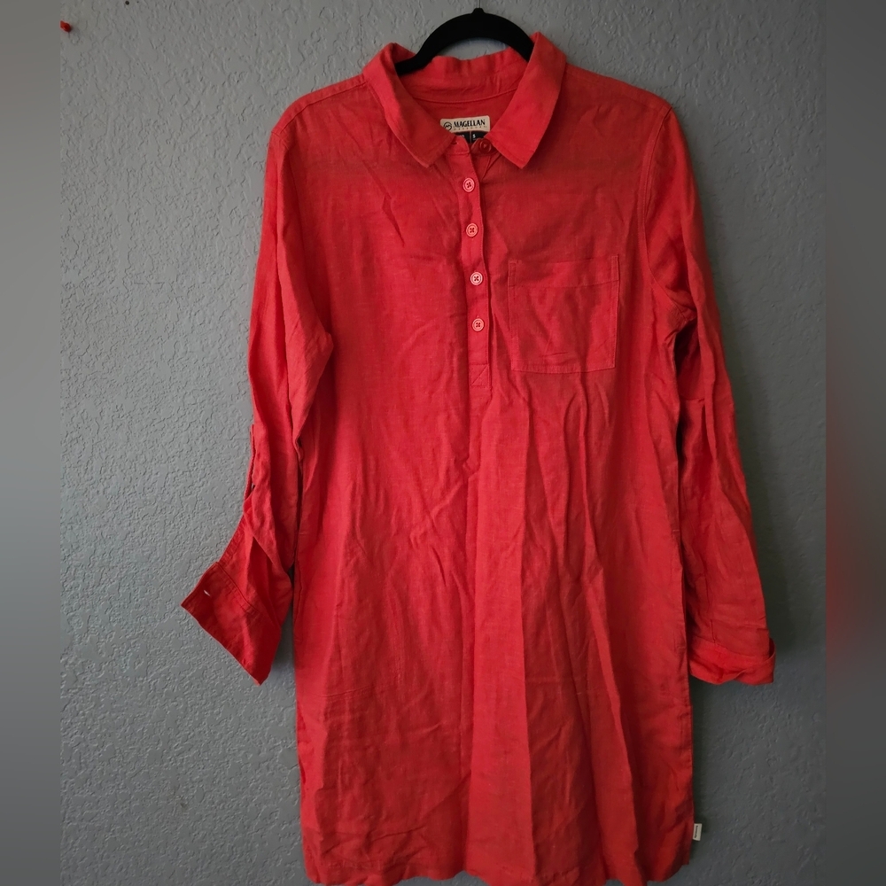 Magellan Outdoors Women's Dress Size S Four Buttons Red One Pocket